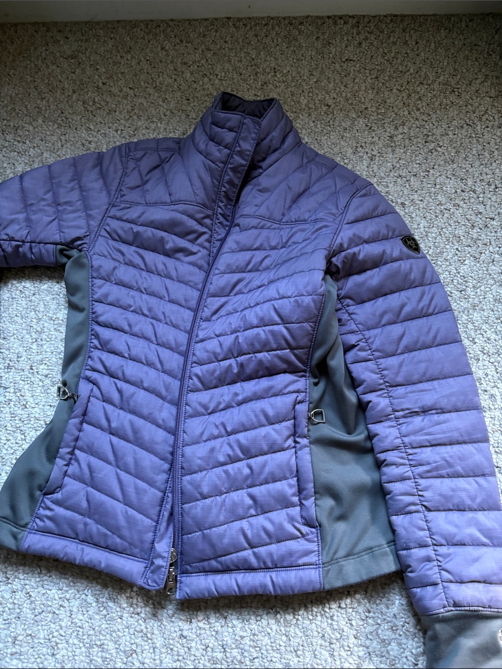 Ariat Quilted Purple Packable Jacket with Gray Panels